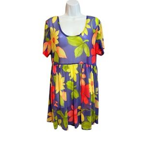 Cole of California Women's Vintage 90s Floral Sheer Mesh Swim Cover Dress M/L T2